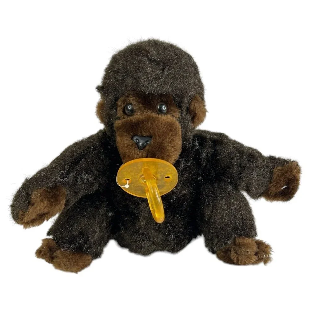 1983 Dakin Nature Babies Goo Goo Gorilla Plush Baby Monkey Pacifier Stuffed